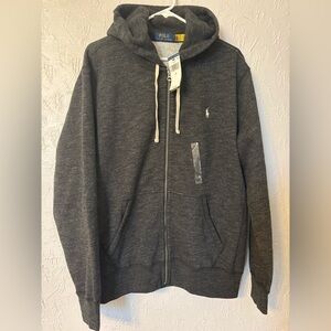 🐎 NWT Polo Ralph Lauren Men’s Heathered Black Full Zip Fleece Hoodie - L 🐎